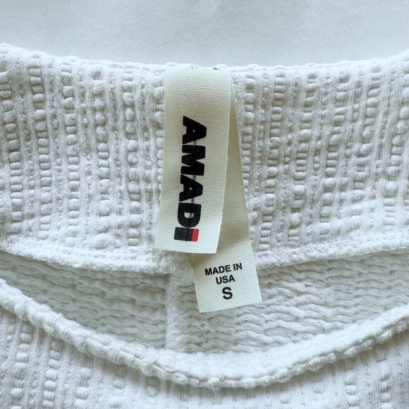 Anthropologie Women's Amadi Textured 3/4 Sleeve Peplum Top in White Size Small - Picture 7 of 13